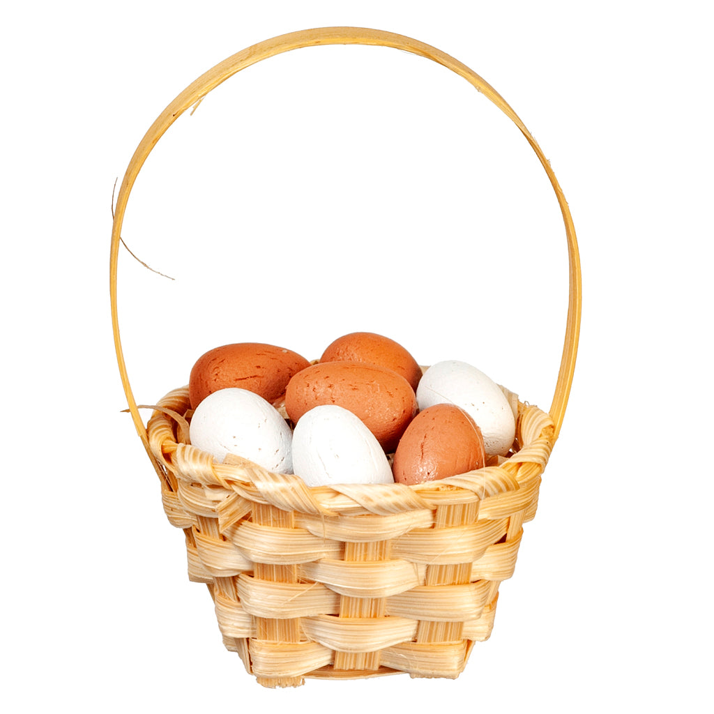 1 Inch Scale Basket of Eggs Dollhouse Miniature