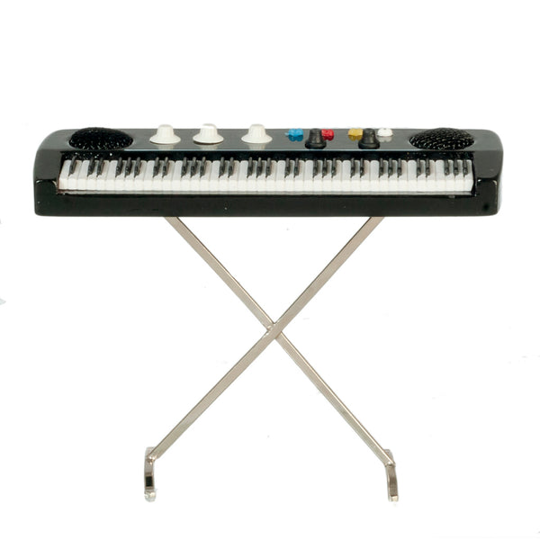 1 Inch Scale Dollhouse Miniature Keyboard on Stand Musical Instrument with Case