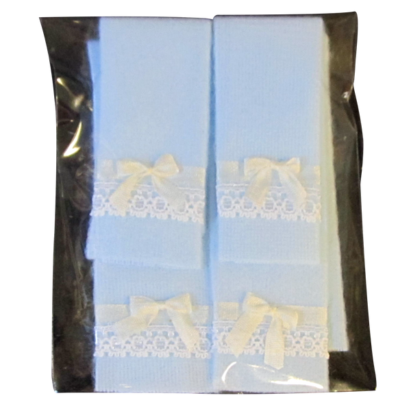 1 Inch Scale Blue Bath Towels with Bow and Lace Details Dollhouse Miniature