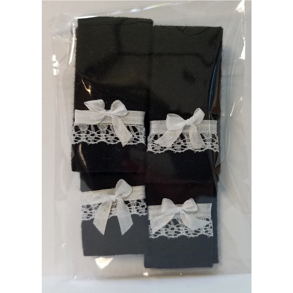 1 Inch Scale Black Bath Towels with Bow and Lace Details Dollhouse Miniature
