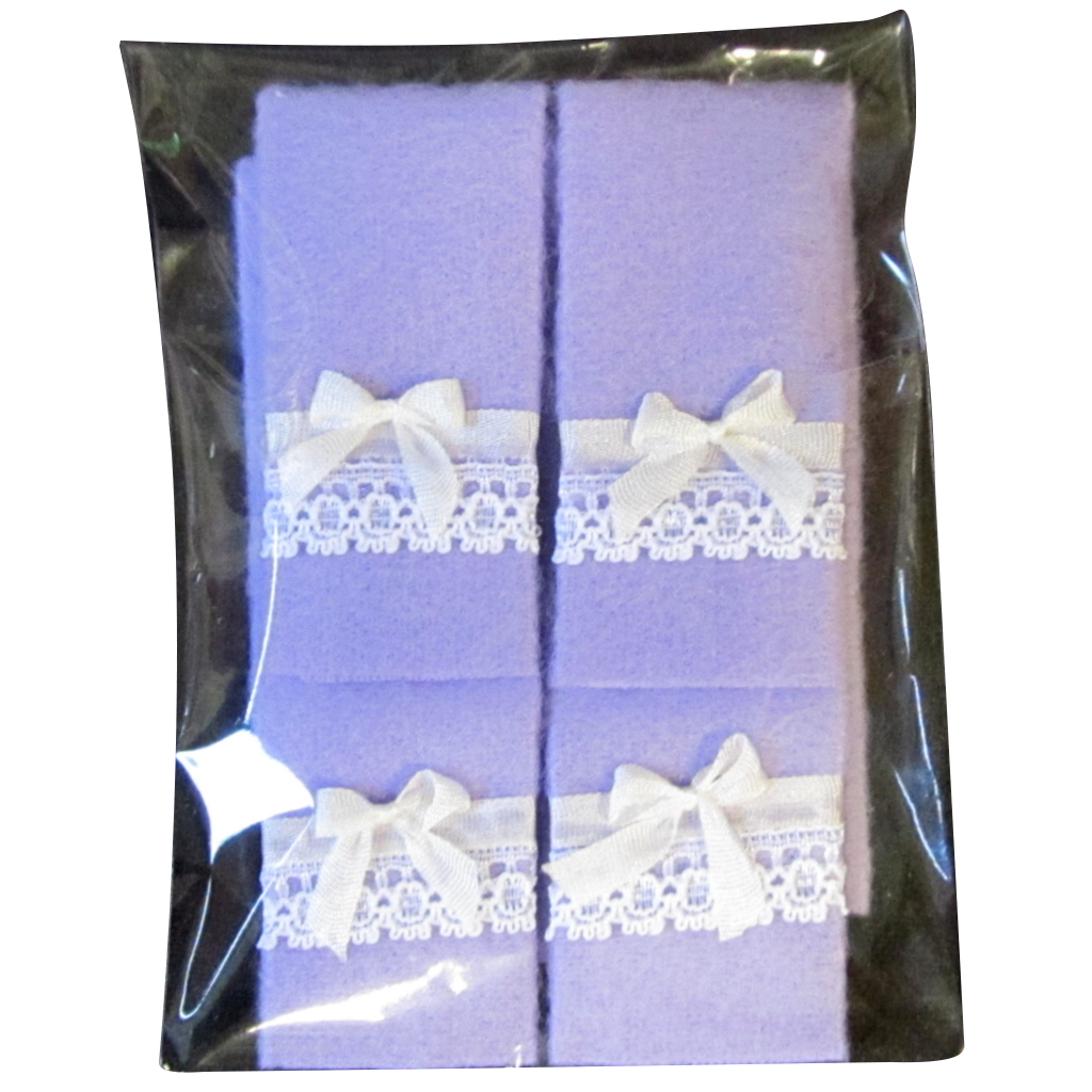 1 Inch Scale Lavender Bath Towels with Bow and Lace Details Dollhouse Miniature