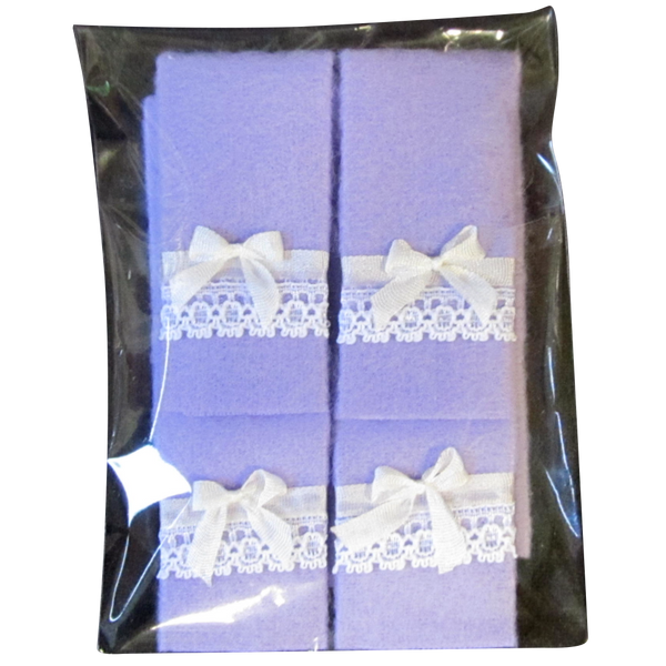 1 Inch Scale Lavender Bath Towels with Bow and Lace Details Dollhouse Miniature