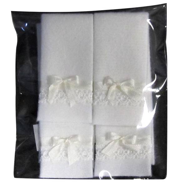 White Bath Towels with Bow and Lace Details Dollhouse Miniature