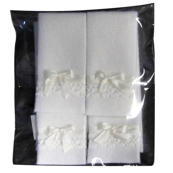 1 Inch Scale White Bath Towels with Bow and Lace Details Dollhouse Miniature