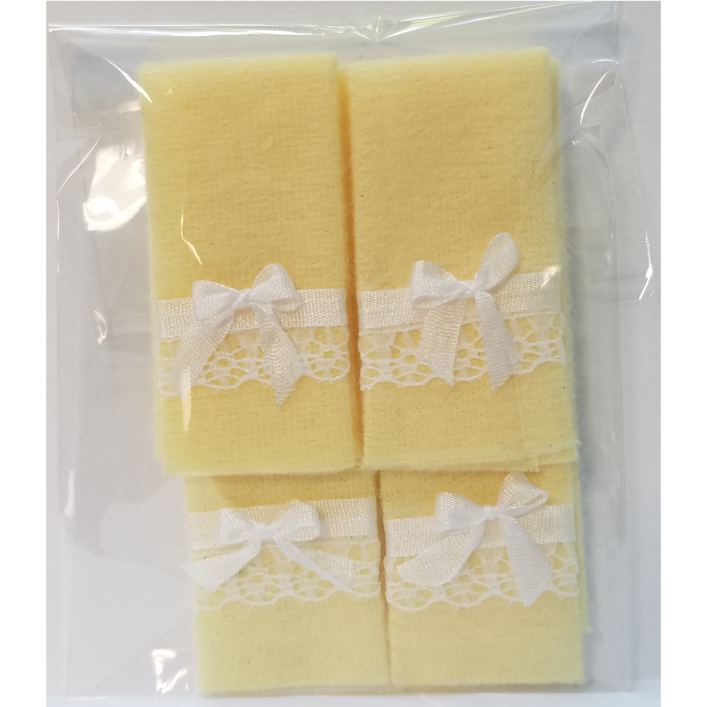 1 Inch Scale Yellow Bath Towels with Bow and Lace Details Dollhouse Miniature