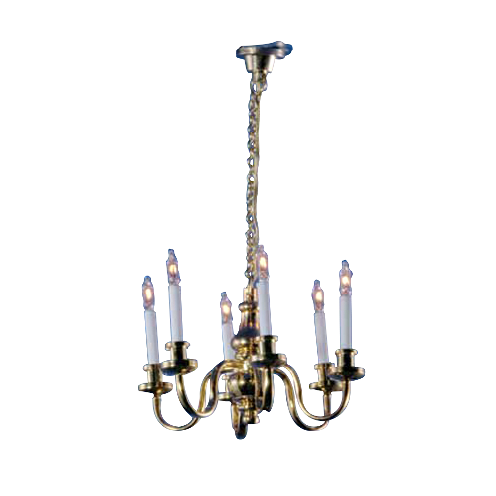 6 Arm Grand Chandelier Dollhouse Miniature Electrical Light Real
