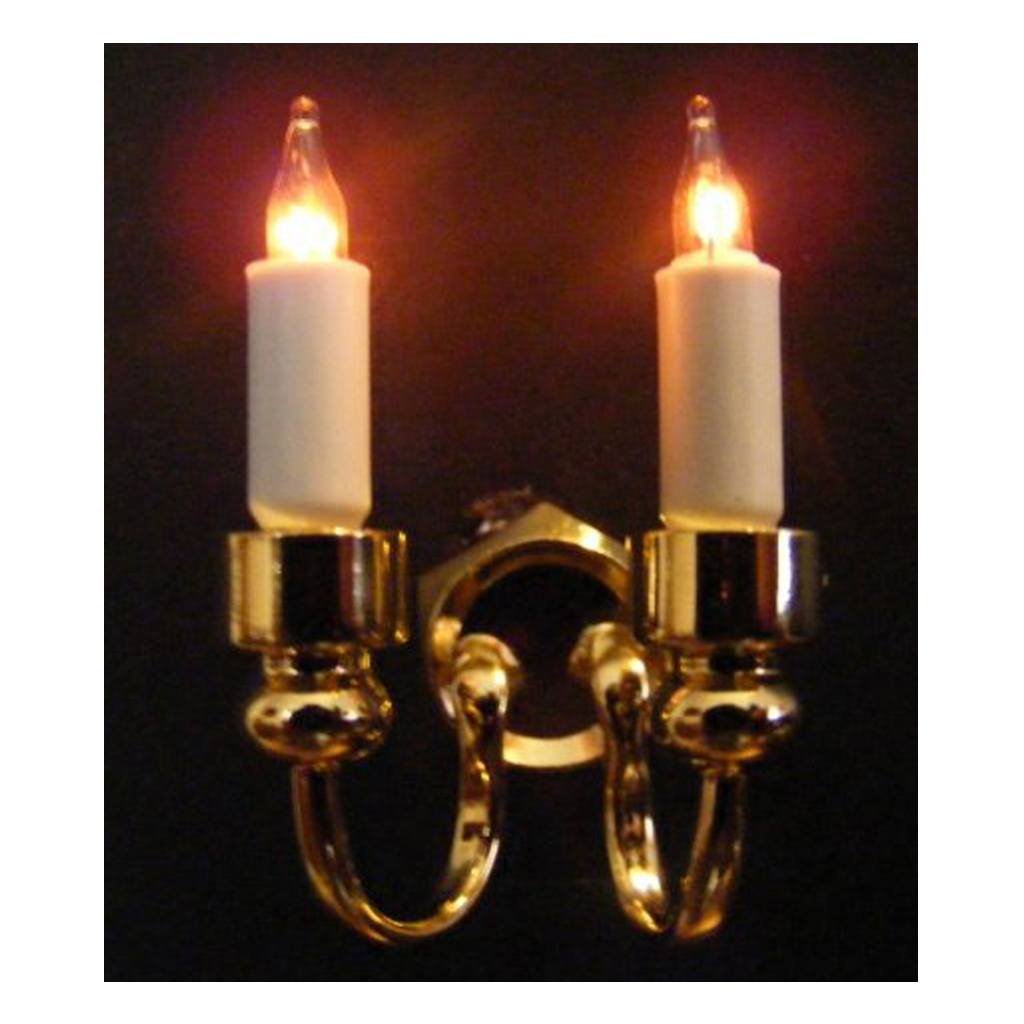 Dual Candle Grand Wall Sconce Dollhouse Miniature Electrical Light