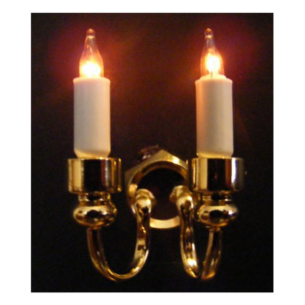 Dual Candle Grand Wall Sconce Dollhouse Miniature Electrical Light