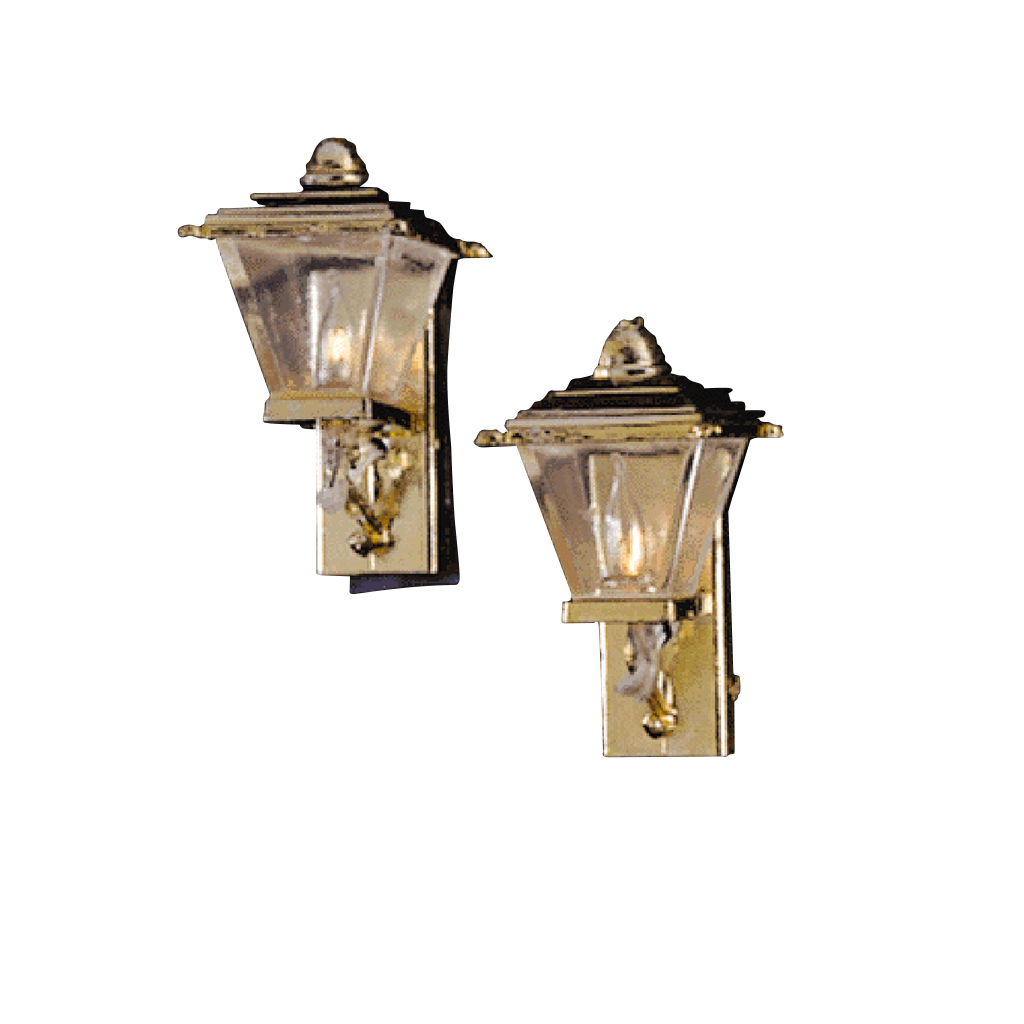 Pair of Gold Coach Lamp Dollhouse Miniature Electrical Light