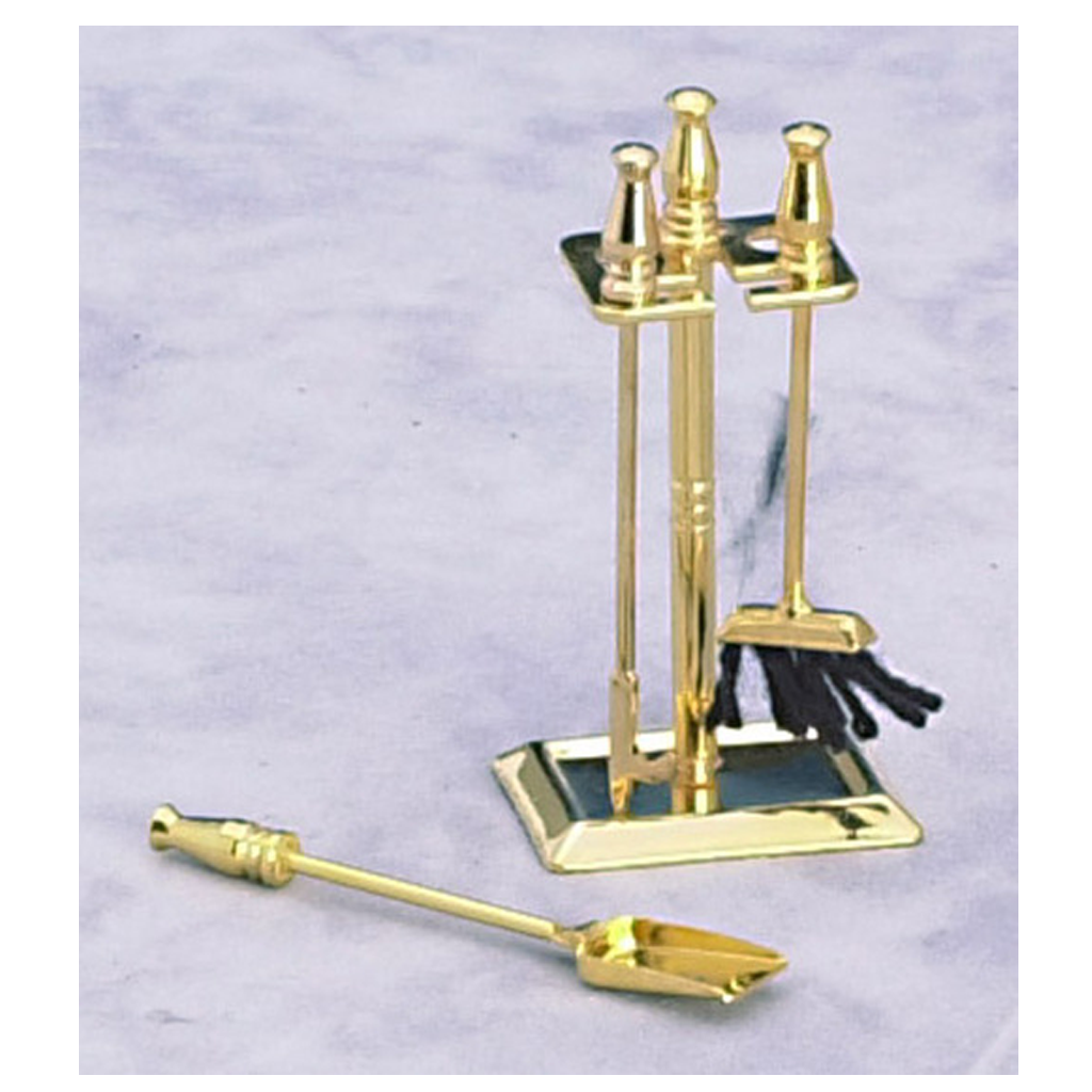 1 inch scale Brass Fireplace Tool Set Dollhouse Miniature Real