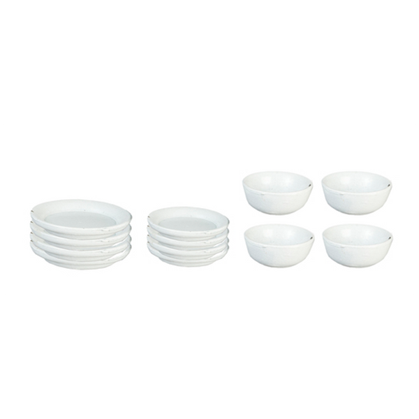 1 Inch Scale White Dollhouse Dish Set