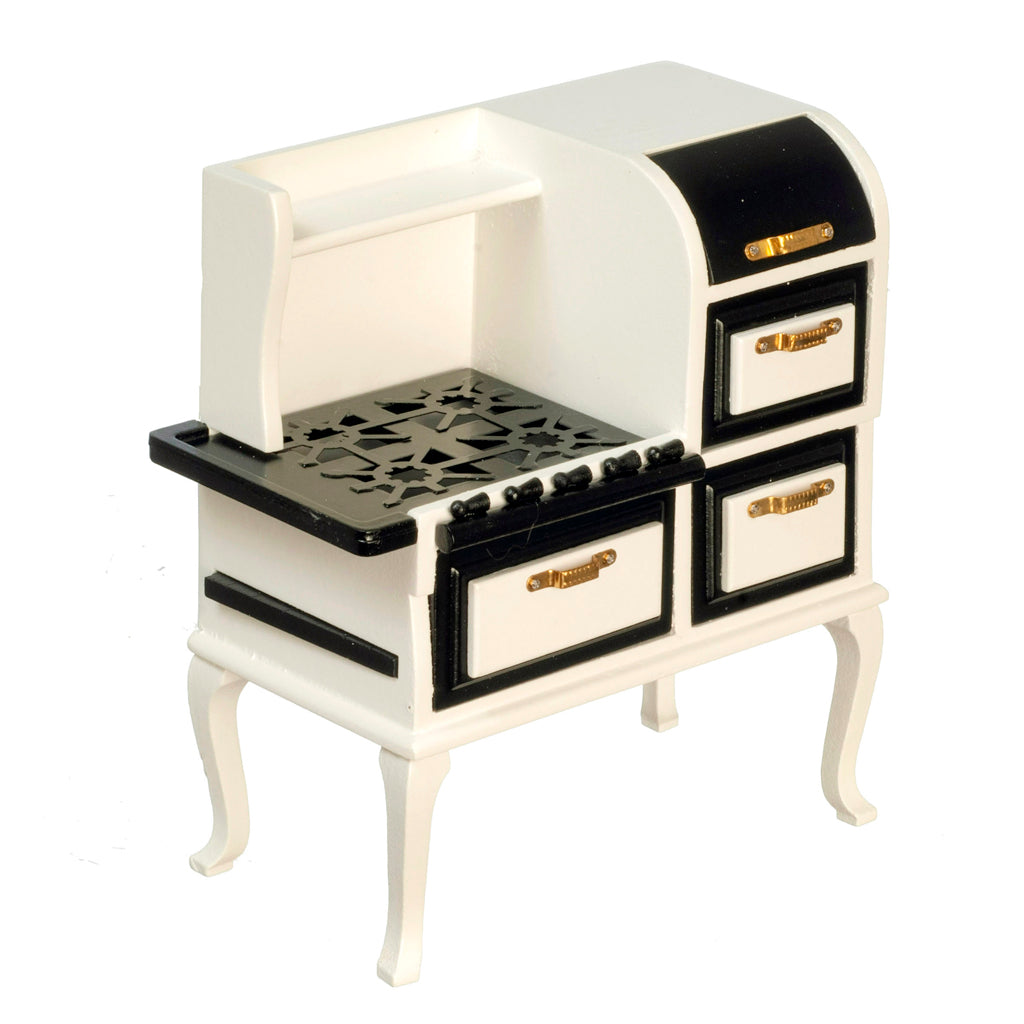 1 Inch Scale 1920's Black and White Stove Dollhouse Miniature