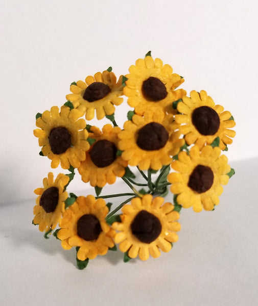 1 Inch Scale Dollhouse Miniature Sunflower Stems 10 Pieces