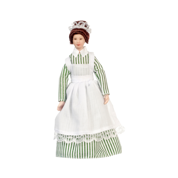 1 Inch Scale Green and White Striped Maid