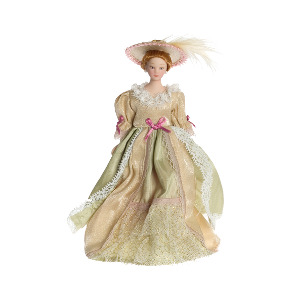 Victorian dollhoouse Lady in Beige Gown