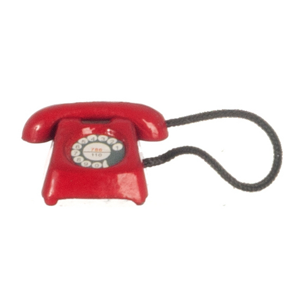1 Inch Scale Red Telephone Dollhouse Miniature