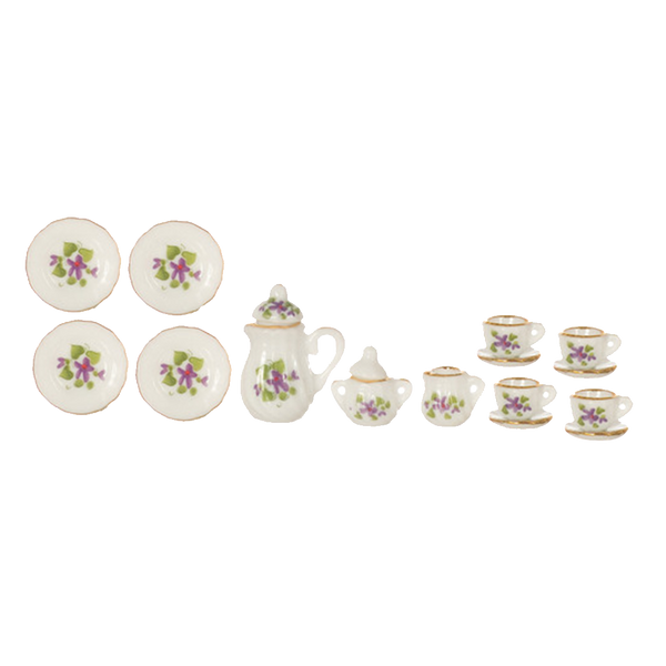 1 Inch Scale Floral Dollhouse China Set 17 piece
