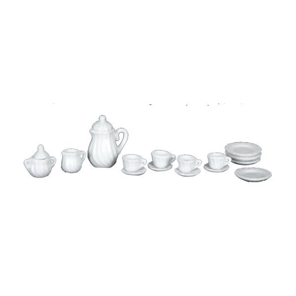 1 Inch Scale White Dollhouse China Set