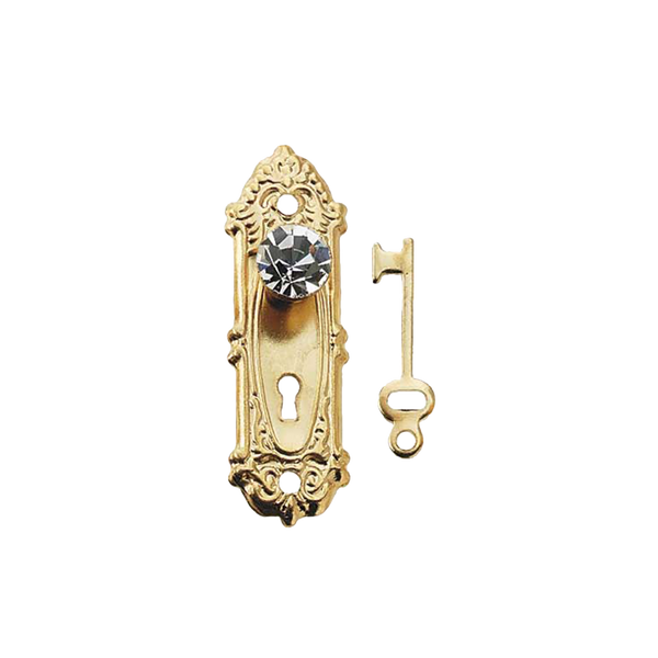 Dollhouse Crystal Opryland Door Knob with Plate and Key