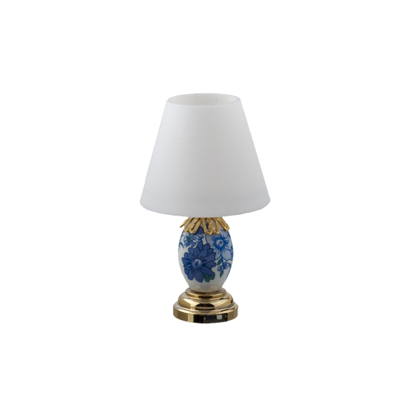 Houseworks LED Miniature Blue and White Floral Table Lamp Battery Operated