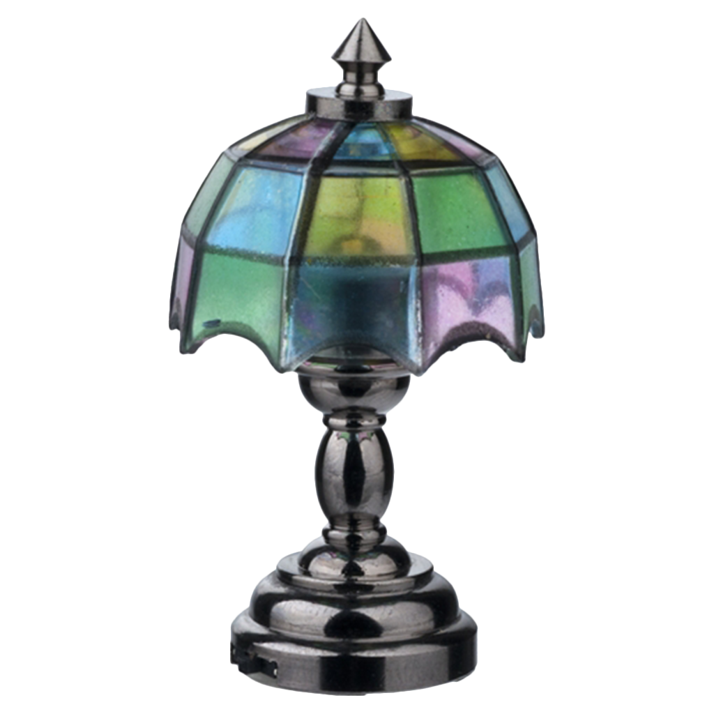 Houseworks LED Miniature Nickel Tiffany Table Lamp Battery