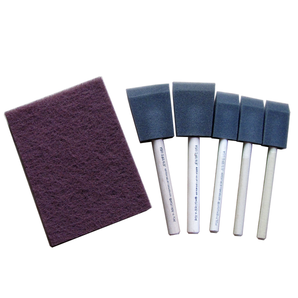 Multi Size Poly Foam Brush Set with General Purpose Pad - 6 pieces