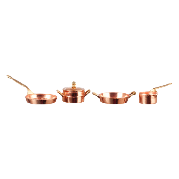 1 Inch Scale Copper Pot & Pan Dollhouse Set