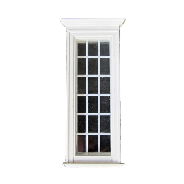 18 Light 1/2 Inch Scale Federal Dollhouse Window Painted White