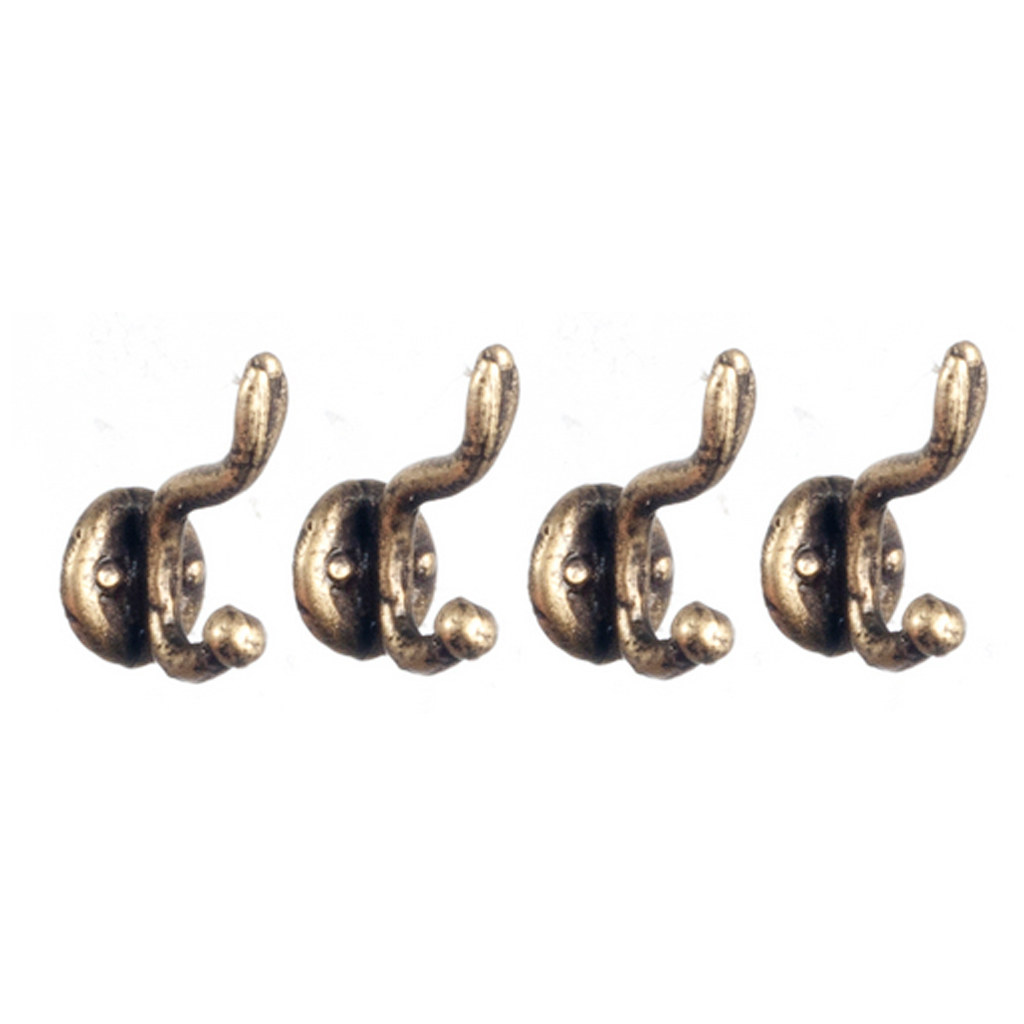 1 Inch Scale Dollhouse Brass Coat Hooks Set of 4 – Real Good Toys