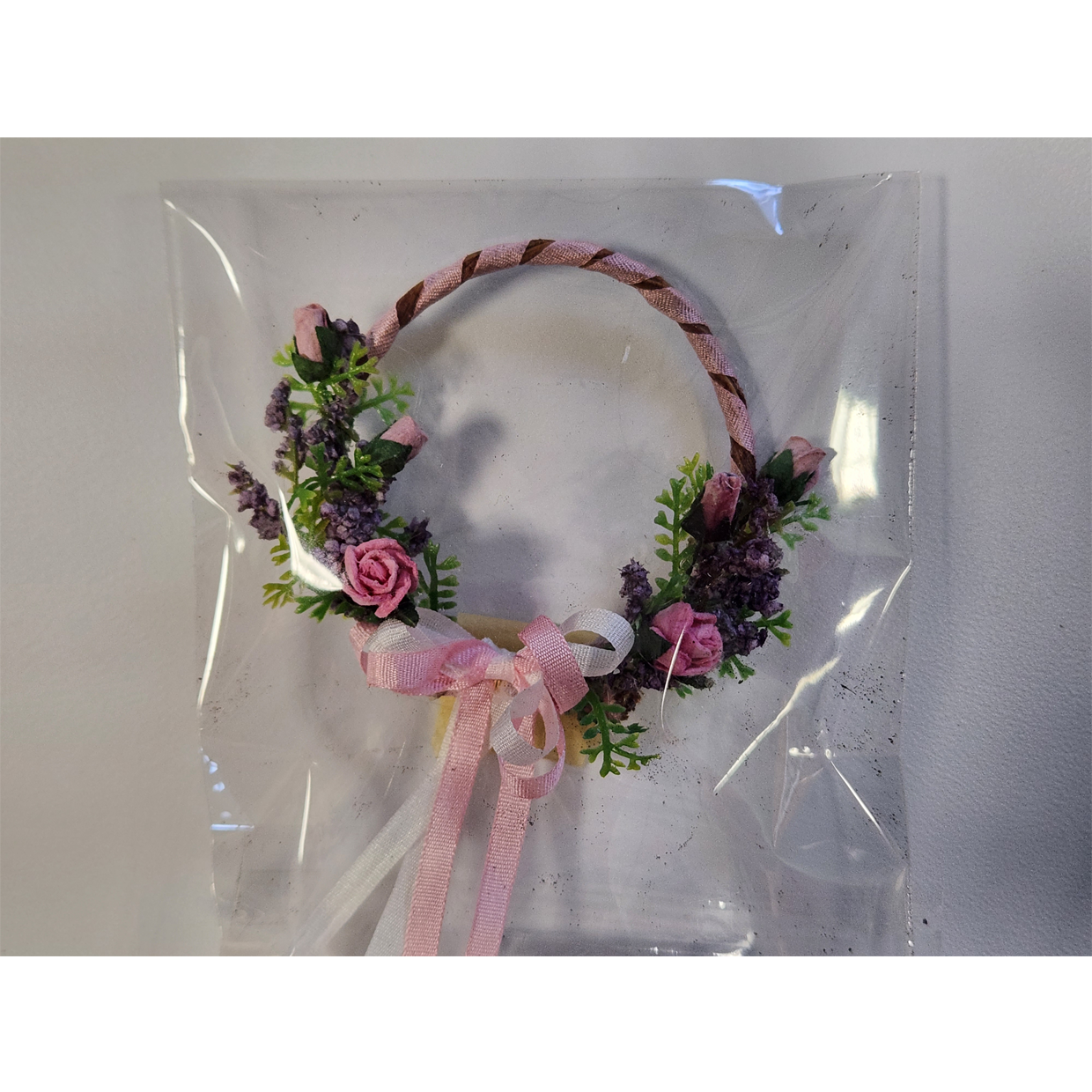 1 Inch Scale Decorated Lavender and Rose Wreath Dollhouse Miniature