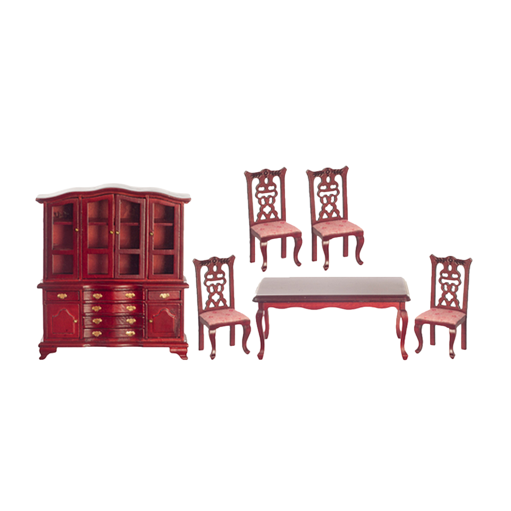 1 Inch Scale Dollhouse Dining Room Set in Dusty Rose