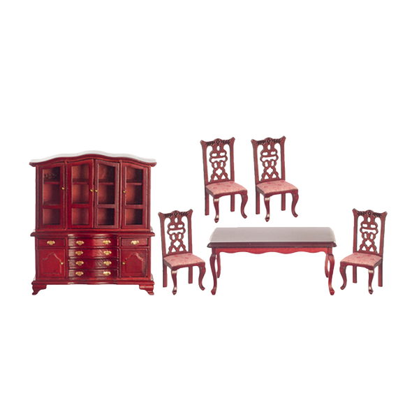 1 Inch Scale Dollhouse Dining Room Set in Dusty Rose