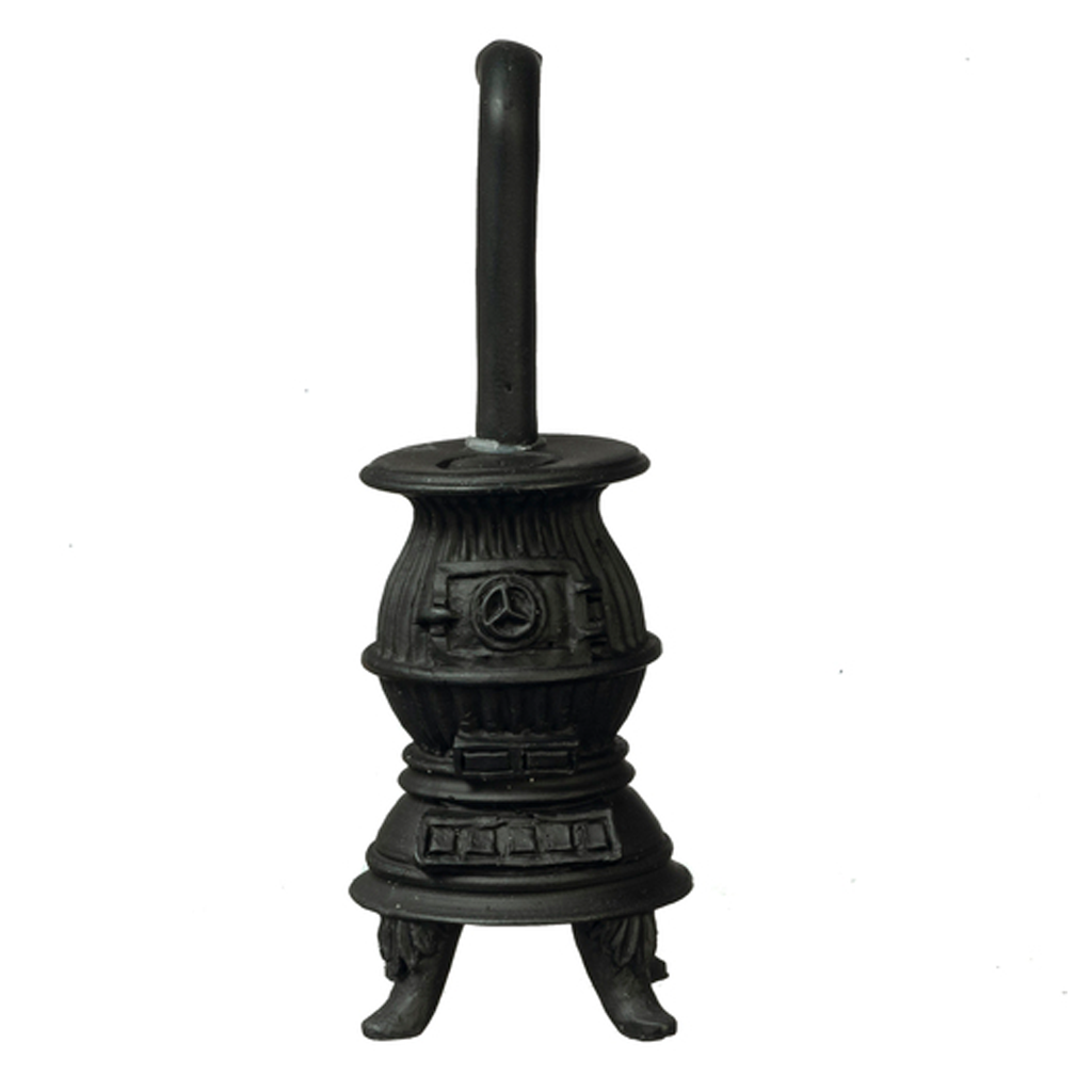 1/2 Inch Scale Black Pot Belly Stove Dollhouse Miniature