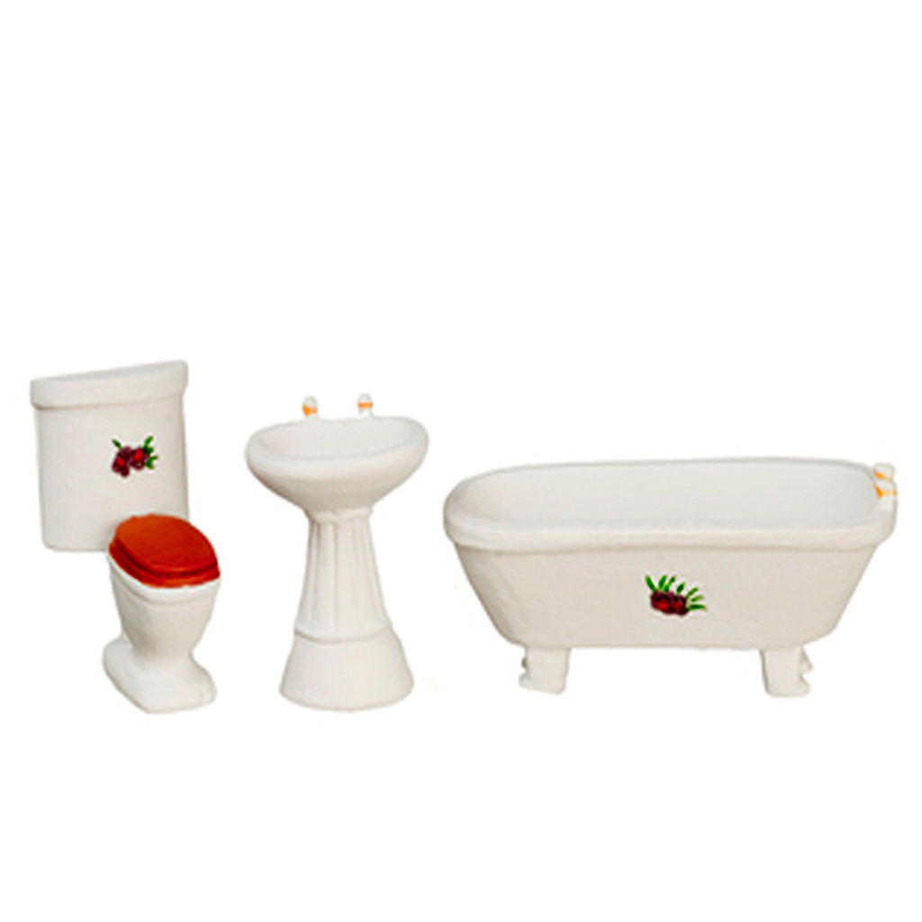 1/2 Inch Scale Simple Flower Dollhouse Bathroom Set