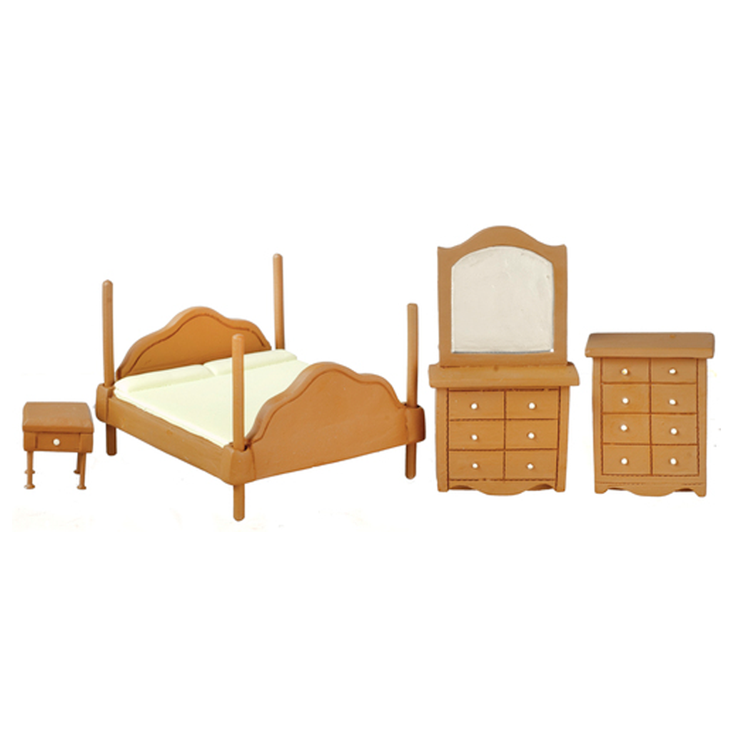 1 2 Inch Scale Resin Dollhouse Miniature Bedroom Room Set in