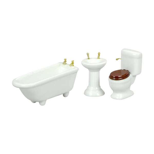 1 Inch Scale White Bathroom Dollhouse Set