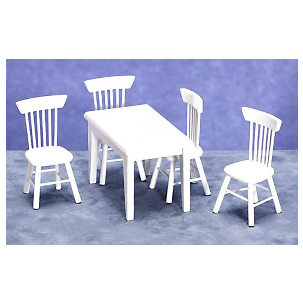 1 Inch Scale 5 Piece White Dollhouse Dining Room Set