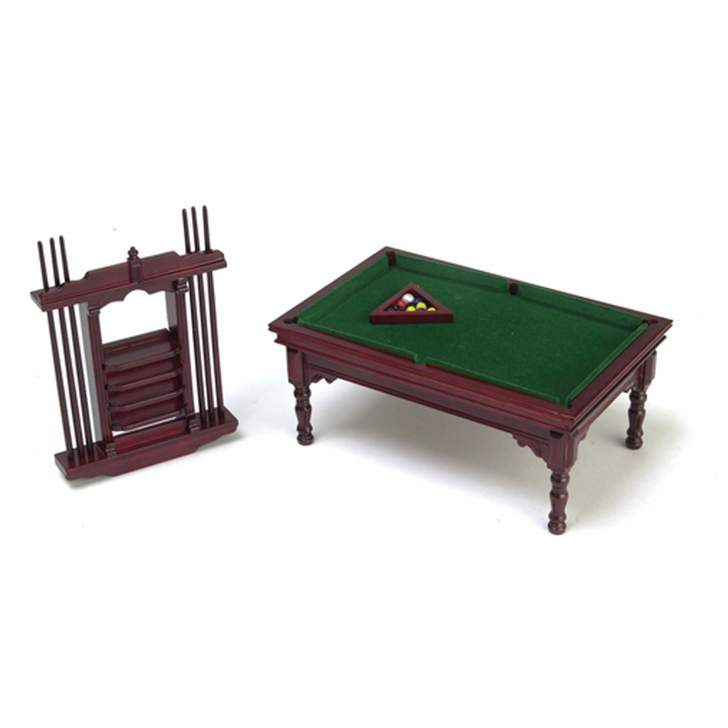 1 Inch Scale Miniature Pool Table in Mahogany