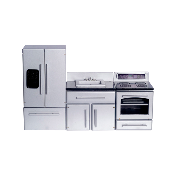 1 Inch Scale Stainless Steel Dollhouse Kitchen Set