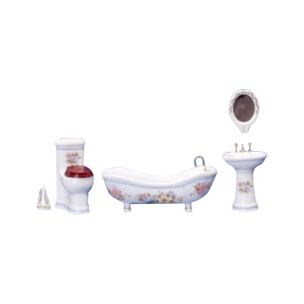 1 Inch Scale 5-Piece Fancy Dollhouse Bathroom Set