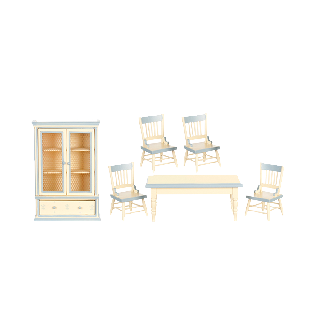 1 Inch Scale Dollhouse Farmhouse Dining Room Set in Cream and