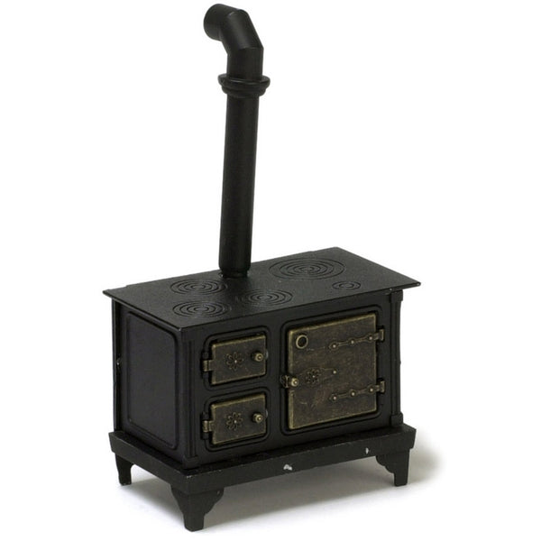 1 Inch Scale Dollhouse Miniature Black Metal Stove