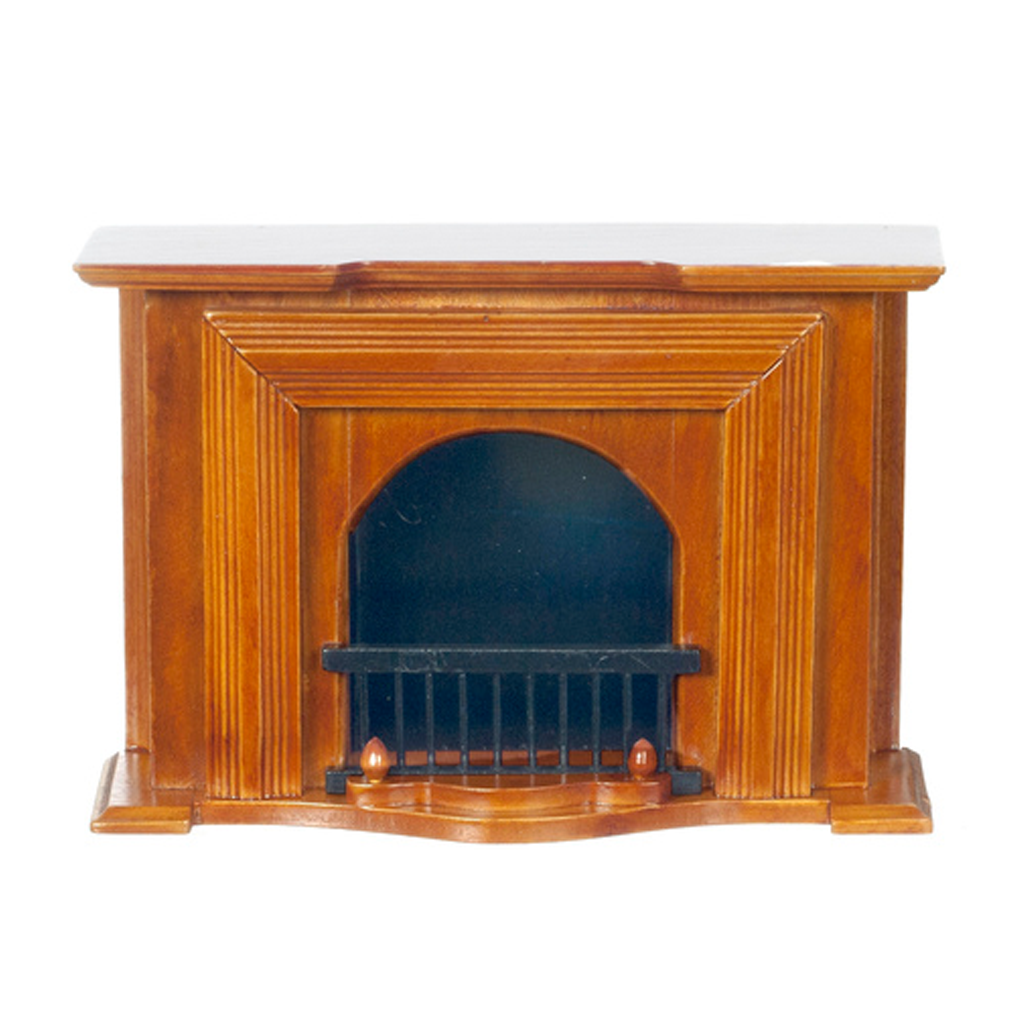 1 Inch Scale Walnut Dollhouse Fireplace