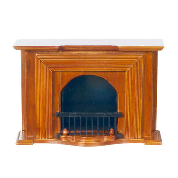 1 Inch Scale Walnut Dollhouse Fireplace
