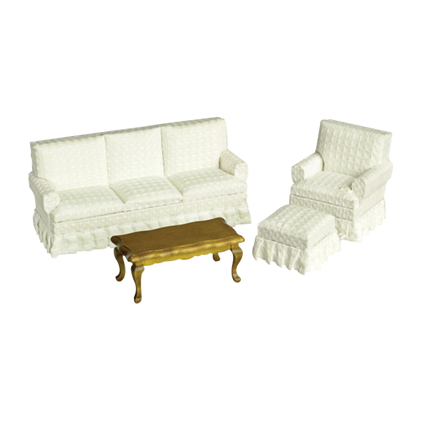 1 Inch Scale Dollhouse Living Room Set in White