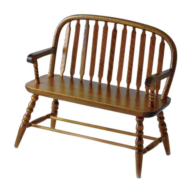 1 Inch Scale Dollhouse Miniature Colonial Windsor Bench in Walnut