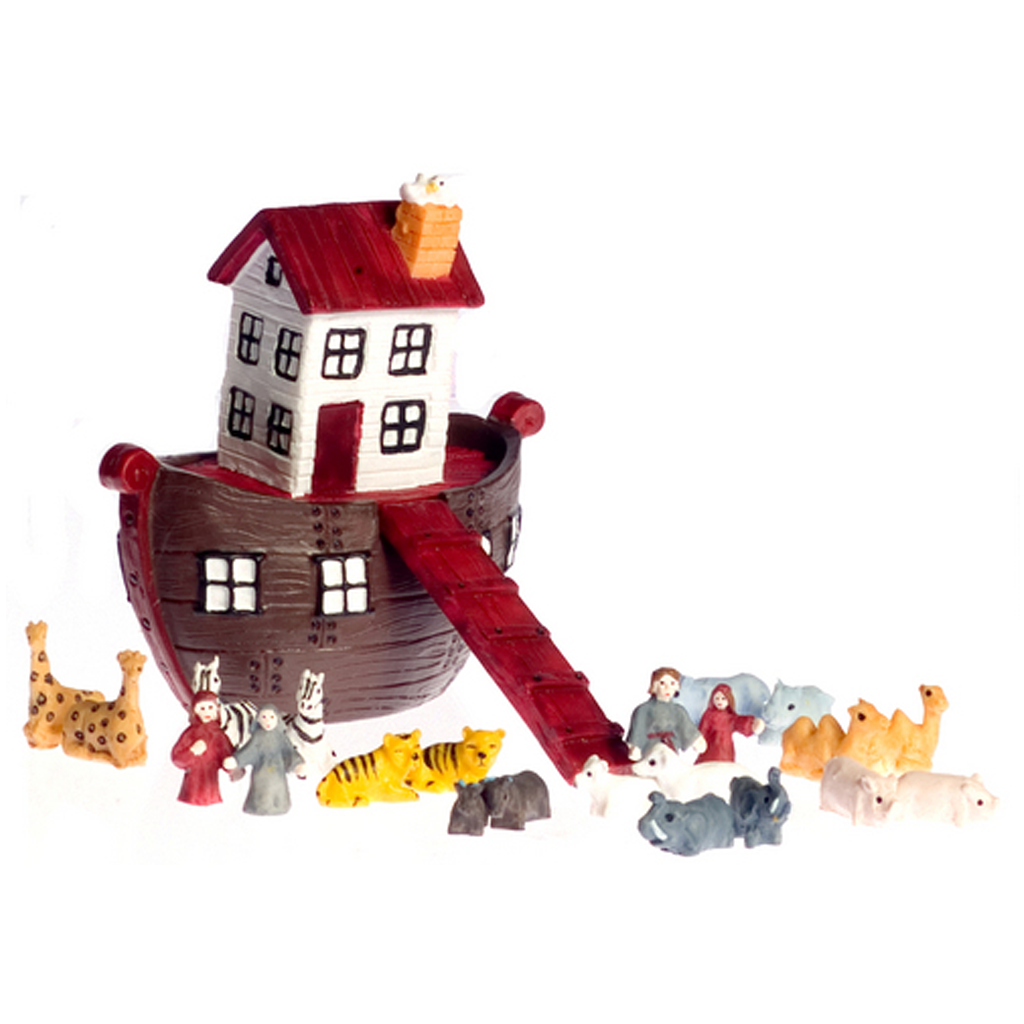 1 Inch Scale Noah's Ark Dollhouse Miniature Set